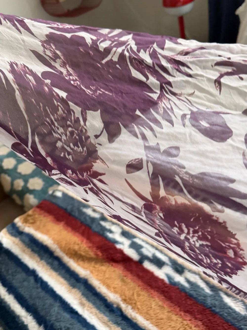 Purple Floral Maxi Skirt with Orange Trim